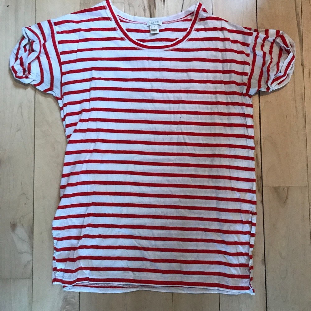 Red/white striped shirt w side slit - jCrew size s